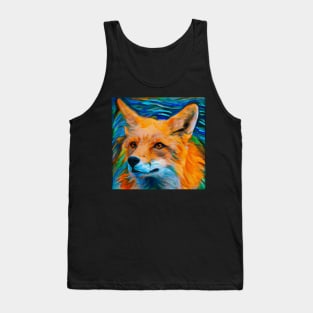 Beautiful Fox Oil Painting in the Style of Van Gogh Self Portrait Tank Top